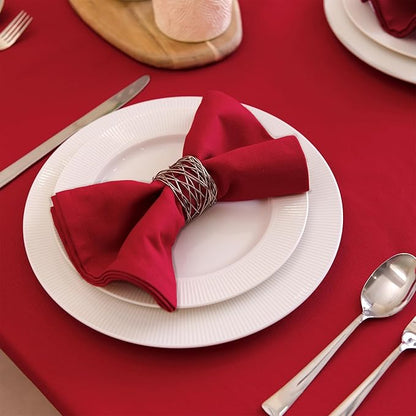 Encasa XO Deep Red Cloth Napkins Set of 6, 17"x17" | Solid Color Cotton Dinner Napkins | Washable & Reusable Napkins for Dining Table Fall Decoration, Holiday & Christmas Festivals