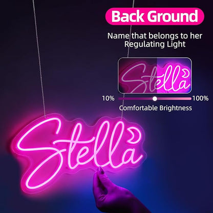 Custom Neon Sign for Wall Decor, Christmas Wall Decorations Personalized Neon Name Sign for Kids Happy Birthday, Customizable Gifts for Wedding Lighted & Neon Sign (Pink)