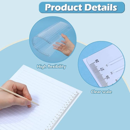 Straight Line Stencil with Wooden Scratching Pen, 0.35inch Spacing, Plastic Writing Guide Template Line Drawing Stencil Template for Journaling, Calligraphy Stencils Line Stencils for Drawing