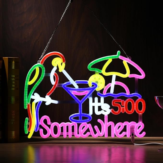 Somewhere Neon Sign, USB Powered, 11.4"×11" Dimmable Metal LED Neon Lights, Wall Decor for Bedroom, Party Pub, Kids' Room, Home Decoration, Man Cave, Gaming Room