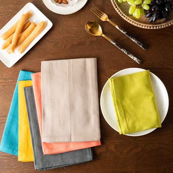 Grey Cloth Dinner Cotton 18x18 in Washable Napkins Cloth|Absorbent Reusable Spring Easter Basket Decor Pk of 6 Table Napkins Cocktail Party Wedding BBQ Hotel Cafe Cloth Napkins