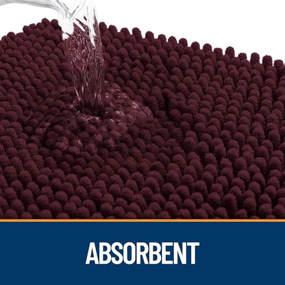 OLANLY Dog Door Mat for Muddy Paws 44x24, Absorbs Moisture and Dirt, Absorbent Non-Slip Washable Doormat, Quick Dry Chenille Mud Mat for Dogs, Entry Indoor Entryway Carpet for Inside Floor, Russet