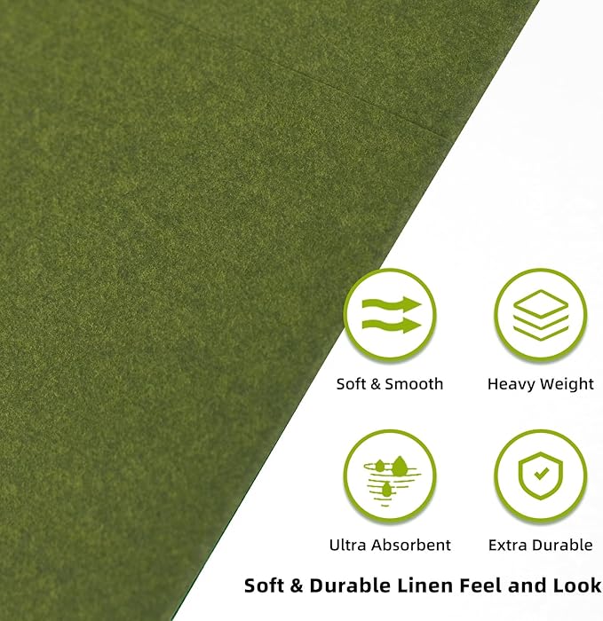 KAMMAK Matcha Green Napkins Disposable with Pocket Cloth Like Dinner Paper Napkins 100 Pack Folded Wedding Reception Napkin Bathroom Guest Hand Towels for Party Decoration (16.5 x 16.5 inch)