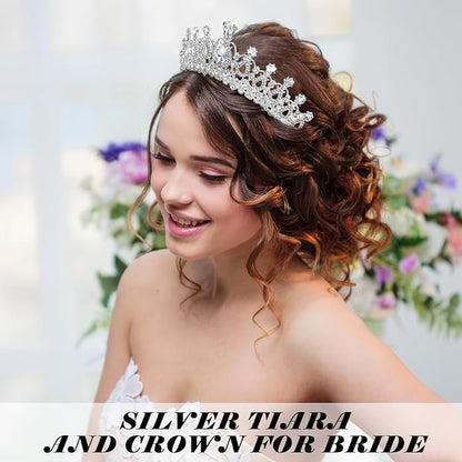 12 Pcs Crystal Tiara and Princess Crown with Comb Crown Rhinestone Women Girls Tiara Headpiece Queen Hair Accessories for Birthday Party Wedding Prom Halloween Cosplay Costume