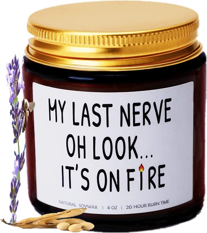 My Last Nerve Candles Funny Lavender Scented Best Friend Candles for Women Dad Sister Mom Girlfriend Neighbors