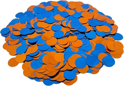 ZOOYOO Blue and Orange Foil Confetti, Round Foil Glitter Table Confetti Dots, Sparkling for Wedding Birthday Party Decoration (1.76 OZ, 1.5 cm)