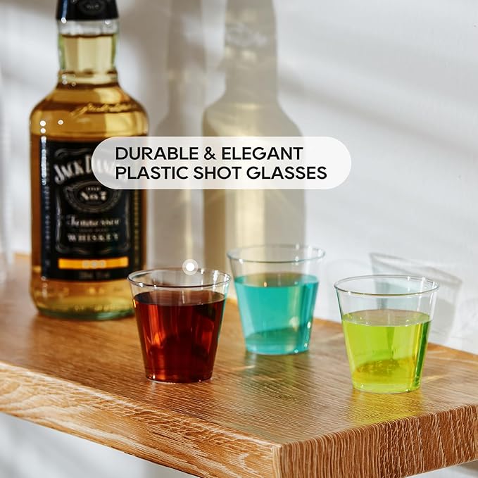 1 OZ 1000 Pack Plastic Shot Glasses, Disposable Cups, 1 Ounce Tasting Cups Party Cups Perfect for Whiskey, Wine Tasting, Food Samples, and Parties