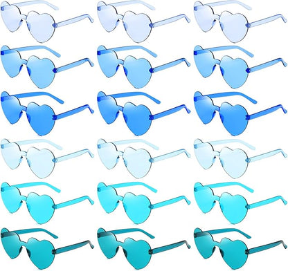 SUNOVELTIES 18 Heart Shape Rimless Sunglasses Transparent Candy Color Party Glasses Colored Eyewear for Women