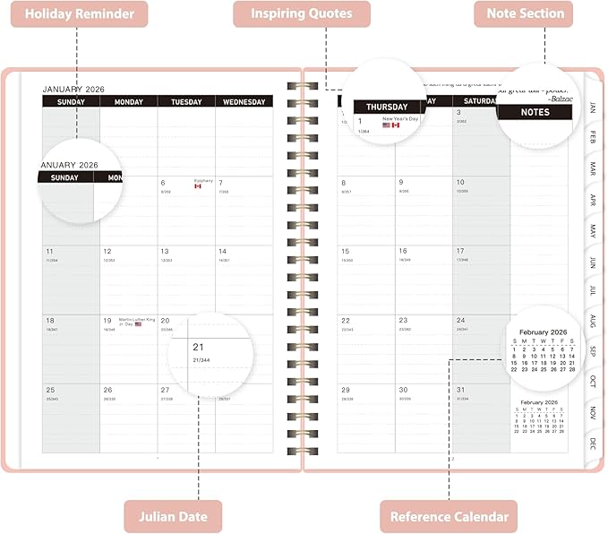 2026 Planner, Weekly and Monthly Calendar Academic Planner, Jan 2026 - Dec 2026, 8.5‘’ x 11'', Planning Agenda Book for Desk Accessories and School Supplies - Letter Size
