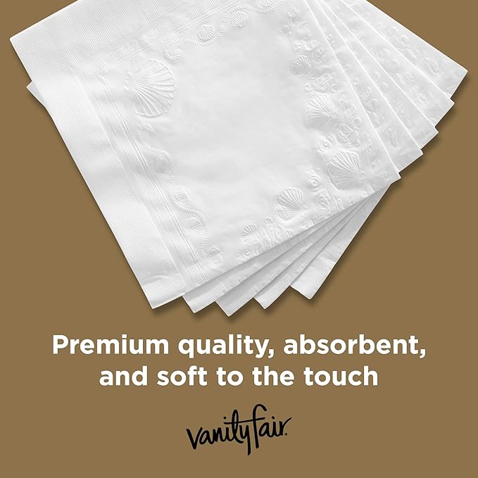 Vanity Fair Entertain Paper Napkins, 40 Count, Disposable Napkins Made For Entertaining And Events