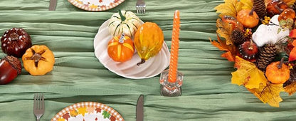 Sage Green Cheesecloth Table Runner Christmas Table Runner Boho Gauze 120 Inches Sage Cheese Cloth Table Decor for Xmas Holiday Season Parties Wedding Bridal Baby Shower Tea Party