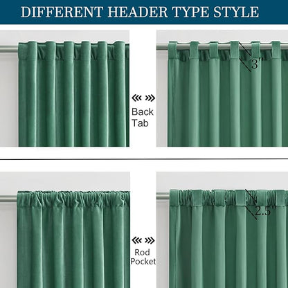 PRIMROSE Velvet Curtains 102 inch Long for Living Room,Set of 2 Panels Turquoise Aqua Blackout Rod Pocket Back Tab Window Treatment Room Darkening Heavy Decorative Curtains Drapes for Bedroom