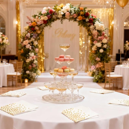 200 Pcs Unfold Size 13x13 Inch Disposable White Rose Gold Dot Paper Napkins
