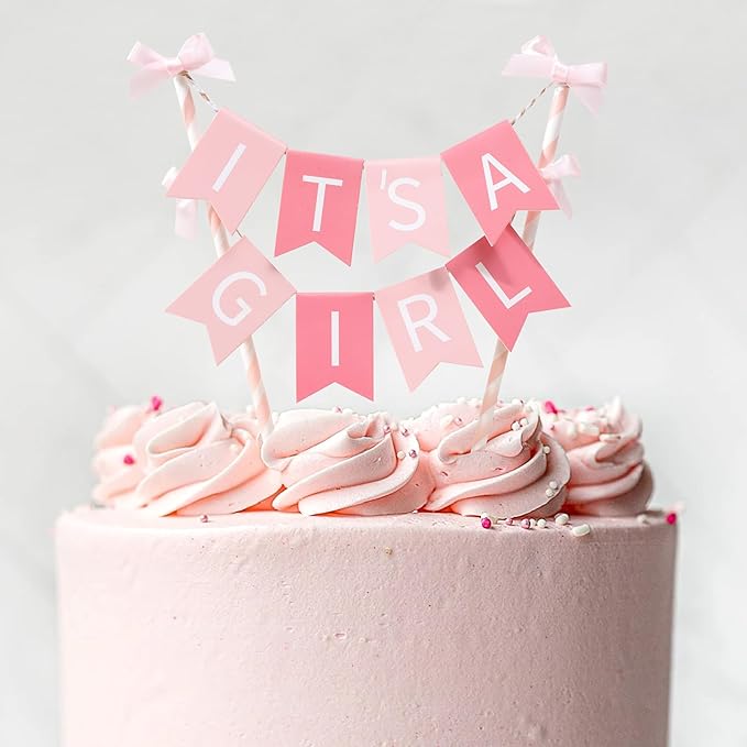 It's a Girl - Pink Gender Reveal Party Decoration, Baby Shower Cake Topper