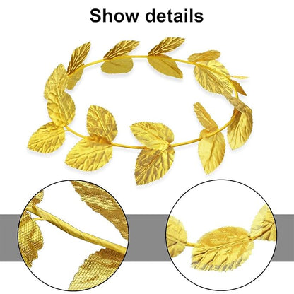 Unittype 60 Pcs Gold Laurel Crown Wreath Gold Leaf Headband Greek Toga Goddess Costume Headpiece for Women Halloween Accessories