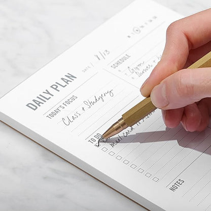 Daily Planner Notepad with Hourly Schedule - ADHD Planner, Time Block Planning Pad, Desktop To Do List, College Supplies - 6 x 9” - 50 Undated Sheets