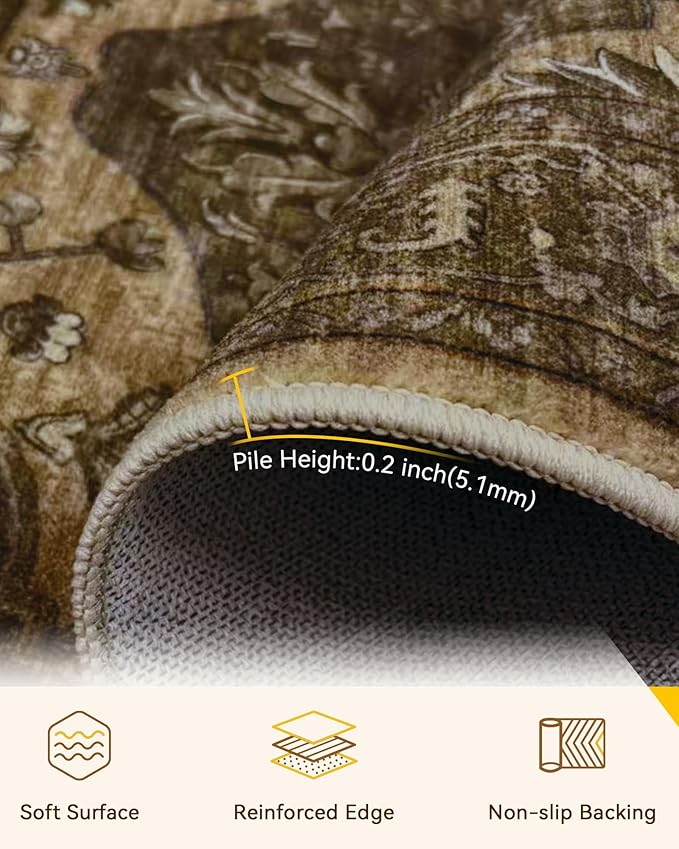 Area Rugs 2'x3' Kitchen Rugs Entry Rug Small Rugs for Entryway Kitchen Bathroom Door Mat Indoor Entrance,Washable Non Slip, Brown Dark Brown