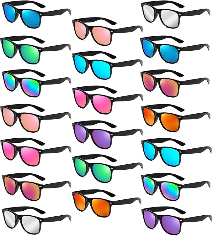 Pibupibu 10/20 Packs Adults Wholesale Neon Colors Square Retro Style Party Favors Sunglasses