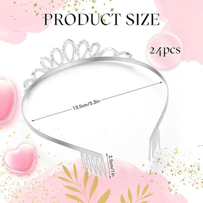 24 Pcs Crystal Tiara Headbands for Women Princess Headband Crown with Combs Tiaras and Crowns for Pageant Bridal Wedding Prom Party Gifts