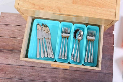15 PCS Interlocking Desk Drawer Organizer Separator for Office,Bathroom,Kitchen,Makeup（Blue&Green）