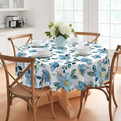 Eikione Summer Round Tablecloth,Tablecloth Waterproof and Wrinkle-Free, Round Table Covers, Summer Decorations for Home 60inch