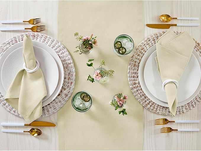 Solino Home Linen Birch Table Runner 132 Inches Long - 100% Pure Linen Extra Long Table Runner 14 x 132 Inch for Fall, Autumn - Fete