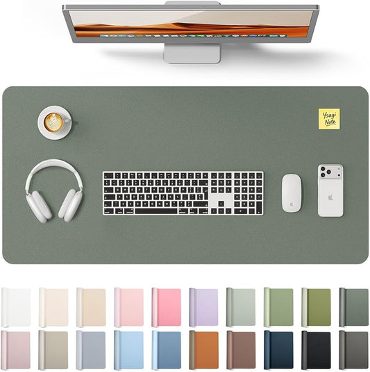 YSAGi Leather Desk Protector, Office Mat, Large Mouse Mat, Non-Slip PU Leather Blotter, Laptop Desk, Waterproof Writing Pad for Office and Home (Dark Green, 31.5" x 15.8")