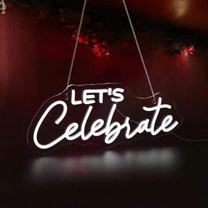 Let's Celebrate Neon Sign, Neon Signs for Wall Decor Neon LED Signs Room Neon Light Up Signs Home Decor