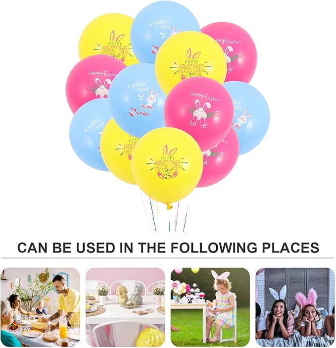 VICASKY 30Pcs Easter Party Balloons Bright Colored Latex Decor for Bunny Egg Themes Birthday Shower Holiday Celebration Photo Background