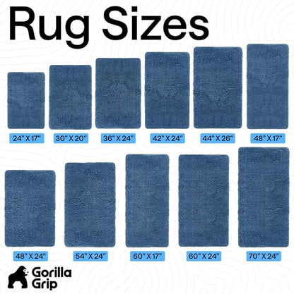 GORILLA GRIP Bath Rug Mat 60x17, Thick Soft Absorbent Chenille, Quick Dry Microfiber Mats, Rubber Backing Washable Shower Floor Rugs, Bathmat Runner, US Designed Bathroom Home Decor Accessories Blue