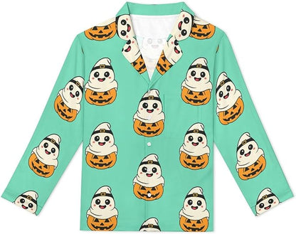 Lemons Leaves Ceramic Style Womens Pajama Set Long Sleeve Pajamas Top And Pants Soft Loungewear Pjs Sets
