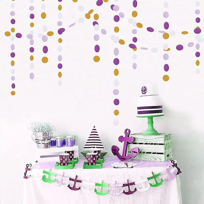 White Purple-Gold Party-Decorations Paper Garland - 52ft Glitter Hanging Streamer Banner,Graduation 2025 Mothers Decor Wedding Baby Shower Birthday Backdrop Bunting Lasting Surprise