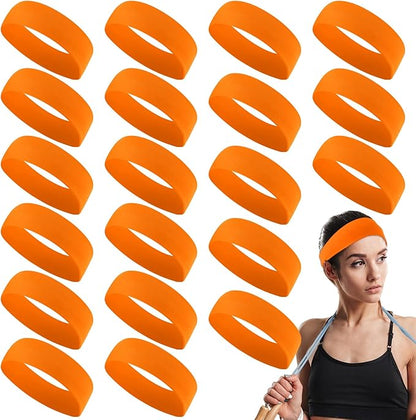 Hotop 20 Pcs Sport Stretchy Headbands for Girls Women Non Slip Soft Fabric Elastic Headband Bulk for Yoga DIY Team Gifts
