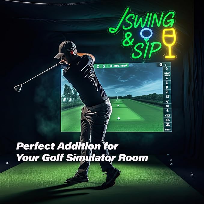 SWING & SIP Neon Sign for Golf Lovers, LED Wall Light for Home Bar, Office, Lounge, Party Decor, Golf Simulator Room Tournament After-Party, Man Cave Gift for Golfer Friends