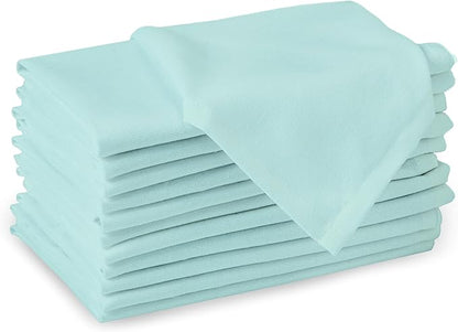 Encasa XO Egg Blue Cloth Napkins Set of 12, 17"x17" | Solid Color Cotton Dinner Napkins | Washable & Reusable Napkins for Dining Table Fall Decoration, Holiday & Christmas Festivals