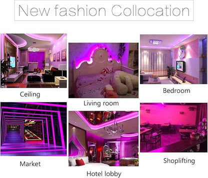 5050 RGB LED Strip Lights AC 110V Home Decoration Multi-Colors/Dimmable/Multi-Modes/Waterproof/Flexible LED Rope Light with Remote (32.8ft/10m)