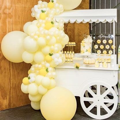 PartyWoo Pastel Yellow Balloons 155pcs Different Sizes of 18 12 10 5 Inch Light Pale Yellow Balloon Arch Kit Garland for Baby Shower Easter Little Cutie Bee Birthday Party Decorations Yellow-Q07
