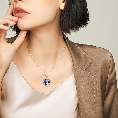 LILALO Christmas Gifts Nightmare Necklace Sterling Silver Abalone Shell Crystal Jack and Sally Necklace Jack Skellington Skull Jewelry Skull Necklaces for Women