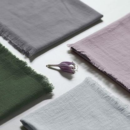 Handmade Cloth Napkins 100% Cotton Napkins with Fringe，Delicate Handmade Cloth Napkins for Dinners, Parties, Weddings and More，18 x 18 Inch Set of 4 - Grey