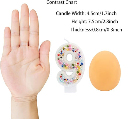 Birthday Candles, Pearl Sequin Number Candle Party Supplies (Number-9)