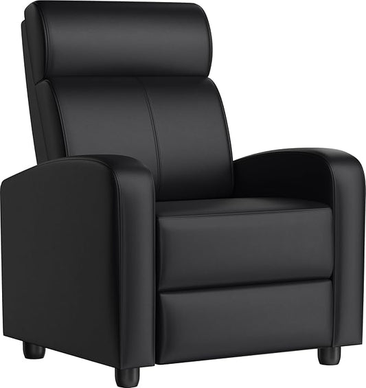 Yaheetech Recliner Chair PU Leather Recliner Sofa Home Theater Seating with Lumbar Support Overstuffed High-Density Foam & Pocket Springs, Push Back Recliners Armchair for Living Room
