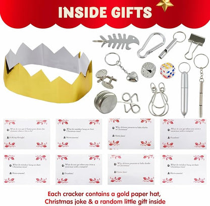 JOYIN 8 Pack Christmas Party Favor Non-Snap Red & Green Snowflake Design Party Table Favors with Holiday Party Favor Supplies for Kids and Adults, Christmas Parties, Dinners & Holidays