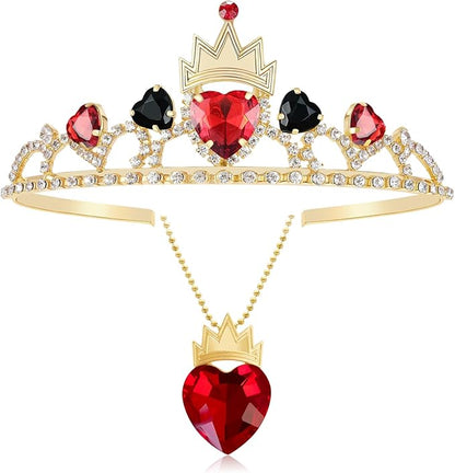 Descendant Red Crown with Black Hearts Jewelry Set Descendant 4 Rise of Red Cosplay Headband for Women Decoration