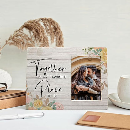 Couples Picture Frame, Valentines Frame, Love Picture Frame, Engagement Photo Frame, Engagement Gifts for Couples Newlyweds, Together is My Favorite Place to be Wood Photo Frame for 4x6 Photos