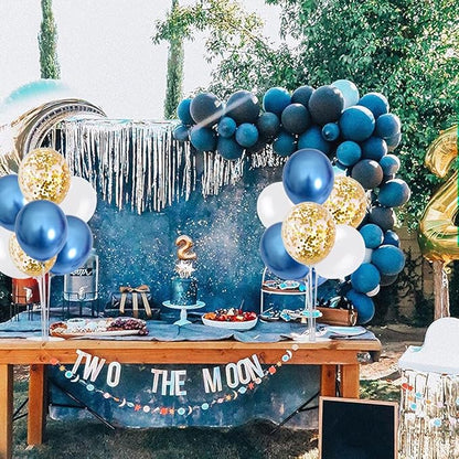 TONIFUL 4 Table Centerpiece Balloon Stand Kit Include Blue White Gold Confetti Balloons Prefect for New Year 2025, Birthday Table Decorations,Class of 2025 Graduation,Baby Shower,Party Decorations