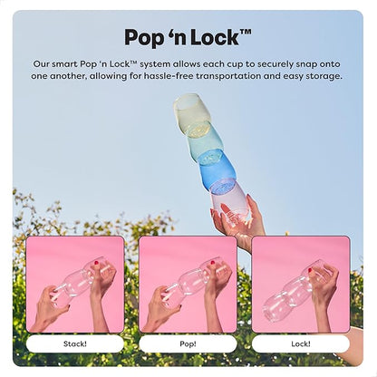 Tossware POP 12 oz. Diamond Vino Stemless Plastic Wine Glass Set - Clear Plastic Wine Glasses for Parties - Shatterproof & BPA-Free - Premium Quality & Recyclable - Set of 48