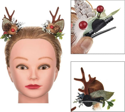 TOECWEGR Christmas Reindeer Antlers Headband Hair Clips Hair Hoop Girl Holiday Beauty Headdress