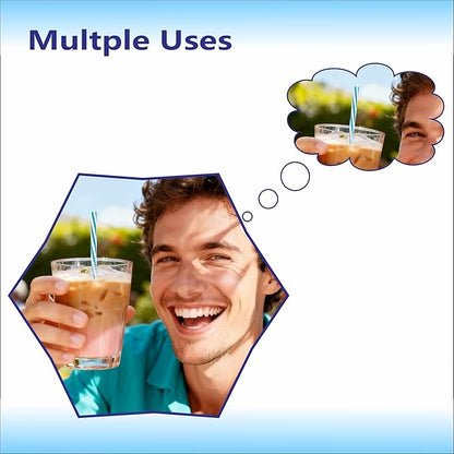 100PCS Reusable Stirrer Straws-Short Assorted Color Plastic Stripe Drinking Straws Pipes + 2 Brushes Fit for Milk & Juice & Coffee & Smoothies & Cocktail & Kids Straws Kit(Two-tone Stripe, 9 Inches)