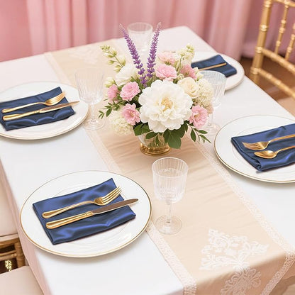 Bailarina 40 Pack Navy Blue Satin Napkins,17x17 Inches Wedding Napkins Square Soft Silky Table Napkins Bulk Decorative Elegant Cloth Napkin for Party Decoration, Banquet,Wedding,Graduation