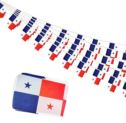Panama Small String Flags, 50 Feet 38 Pcs Panamanian Pennant Banner Bunting Flags, Patriotic Events, Independence Day, Country Festival, Commemoration, Decorations (Panama)